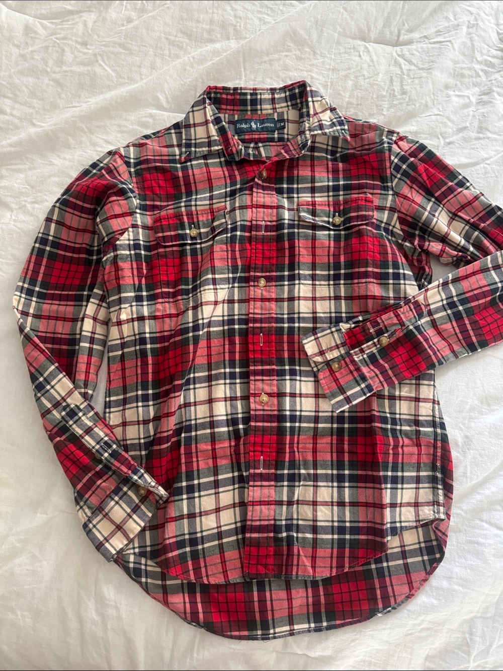 Ralph Lauren red, green, blue and cream Plaid Button-Down Shirt